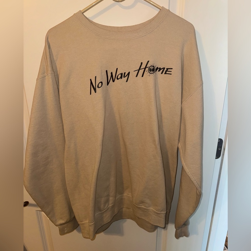 Jerzees Beige Crewneck Sweatshirt with spiderman